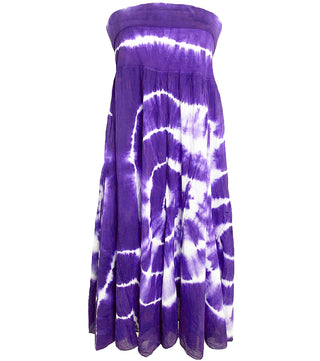 61 SKT Circular Printed Soft Cotton Convertible Lined Tie Dye Gypsy Skirt Dress - Agan Traders, Purple