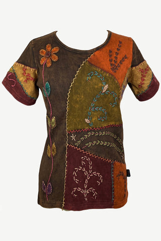 Jorpati Rib Cotton Floral Razor-Cut Patch T-Shirt