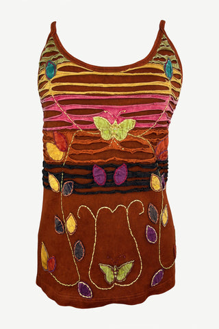 R 142 Women's Bohemian Gypsy Razor Cut Spaghetti Strap Tank Top Camis - Agan Traders, Orange