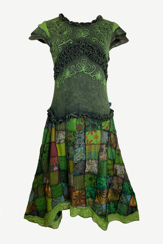 Sainamaina Knit Cotton Lace Flare Cap-Sleeve Dress