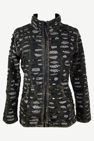 Tikathali Rib Cotton Razor-Cut Sweatshirt Jacket