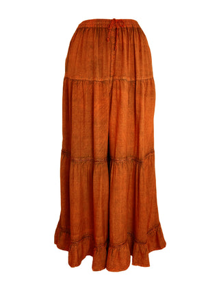 203 P Rayon Viscose Palazzo Belly Bottom Pant Trouser - Agan Traders, Orange Rust