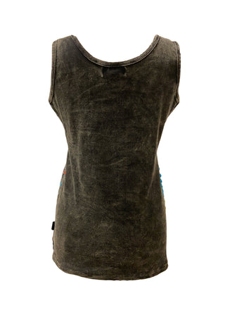   124 RB Knit Stonewashed Sleeveless Embroidered Printed Blouse - Agan Traders, Multi