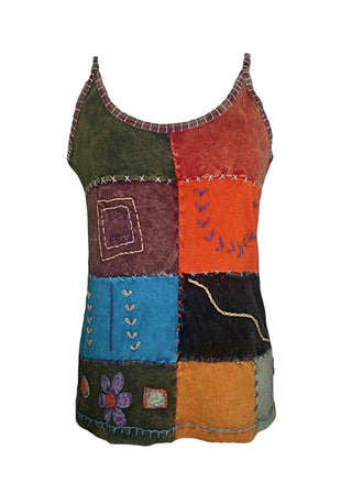 R 138 Women's Bohemian Gypsy Spaghetti Strap Patch Tank Top Camis - Agan Traders, multicolor