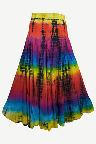 61 SKT Rainbow Soft Cotton Convertible Lined Tie Dye Gypsy Skirt Dress - Agan Traders, Rainbow