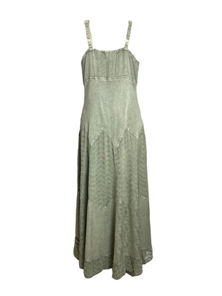 600 DR Rayon Womens Embroidered Long Spaghetti Strap Sexy Summer Sun dress - Agan Traders, Sea Green