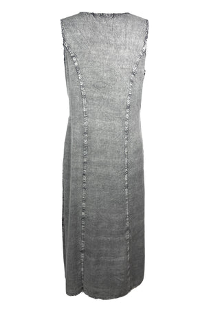 1151 DR Women’s Boho Summer Sleeveless Embroidered Button Down Sun Dress Gown - Agan Traders, Silver