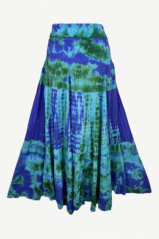 61 SKT Soft Cotton Convertible Lined Tie Dye Gypsy Skirt Dress - Agan Traders, Purple Multi