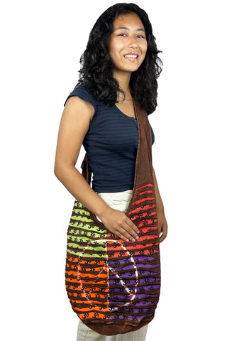Peace Jogi Cross Shoulder Bohemian Messenger Bag Purse - Agan Traders, Brown Om Multi