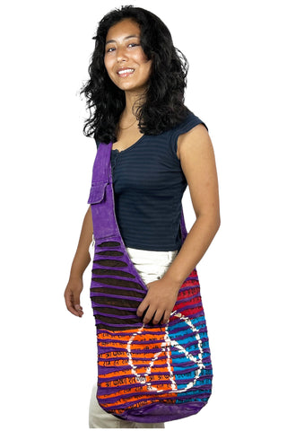 Peace Jogi Cross Shoulder Bohemian Messenger Bag Purse - Agan Traders, Purple Multi