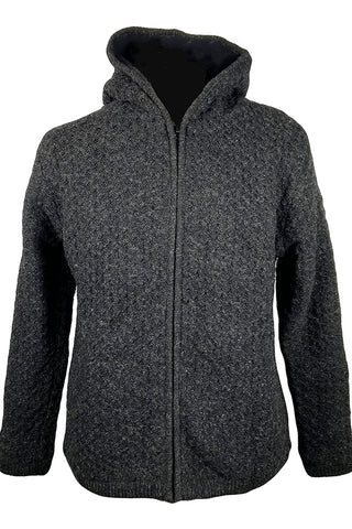UFM-17 Agan Traders Lamb Wool Fleece Winter Sherpa Hoodie Sweater Jacket - Agan Traders, Charcoal