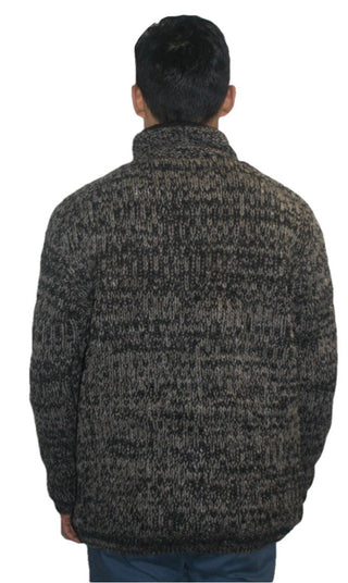 UFM 21 Blended Wool Fleece Lined Hand Knitted Sherpa Jacket - Agan Traders, Charcoal