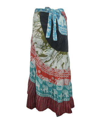 14 WS Women's Distressed Cotton Boho Chic Broom Wrap Skirt Maxi - Agan Traders; Multi 2