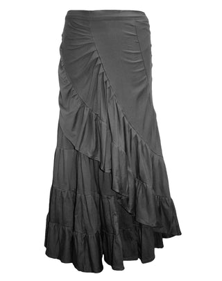 15 WS Women's Rayon Boho Chic Broom Mopping Ruffle Tier Wrap Skirt Maxi - Agan Traders; Black