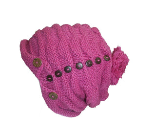 1414 Lamb's Wool Fashion Knit Fleece Hat  - Agan Traders, Hat Pink