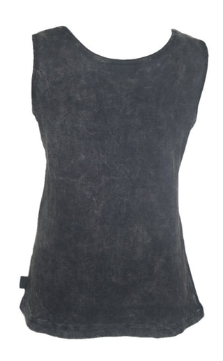      0040 RB Soft Knit Sleeveless Wide Strap Embroidered Tank Top Blouse - Agan Traders, Black Yellow